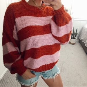 Oversized Knit Striped Sweater Medium